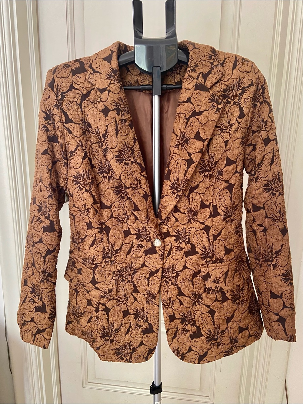 Womens Floral Blazer Jacket in Bronze Brown size M